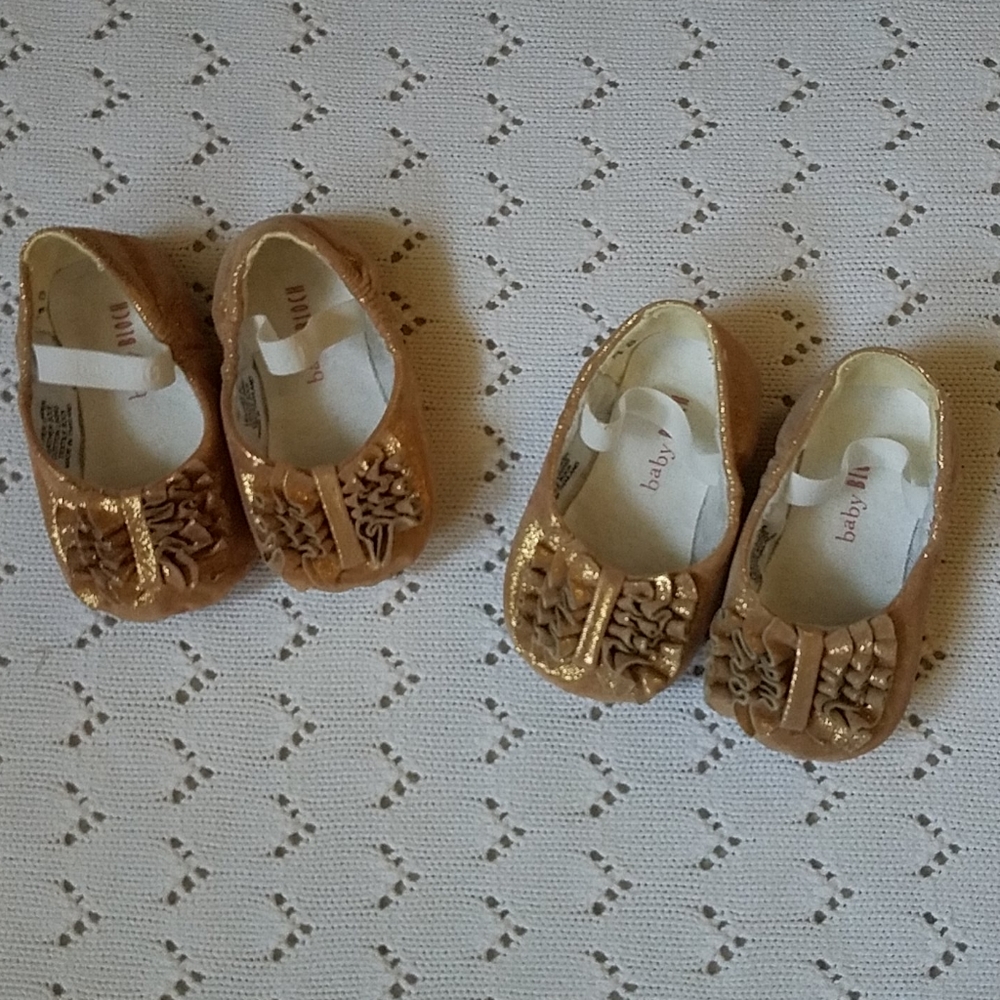 Shimmering Leather Pink&Gold shoes for baby girls